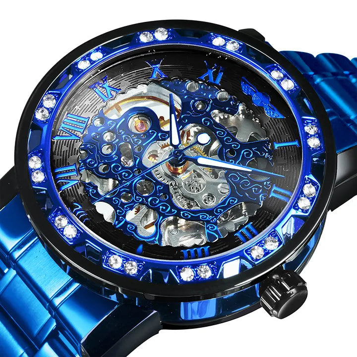 WINNER Transparent Skeleton Watch for Men Fashion Diamond Top Brand Luxury