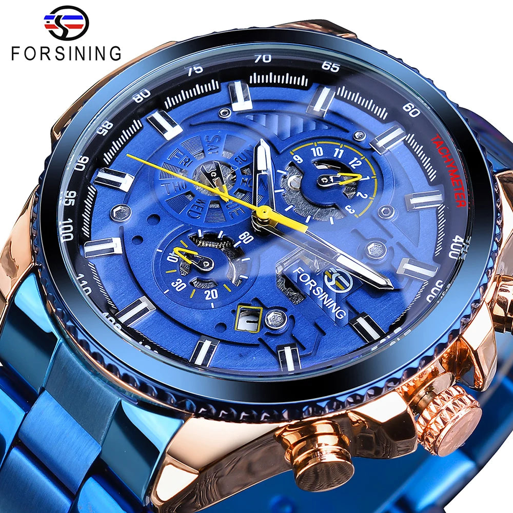 Forsining 2019 3 Dial Calendar Multifunction Military Luminous Luxery Watch