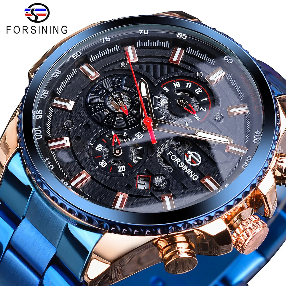 Forsining 2019 3 Dial Calendar Multifunction Military Luminous Luxery Watch