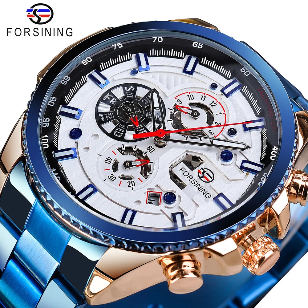 Forsining 2019 3 Dial Calendar Multifunction Military Luminous Luxery Watch