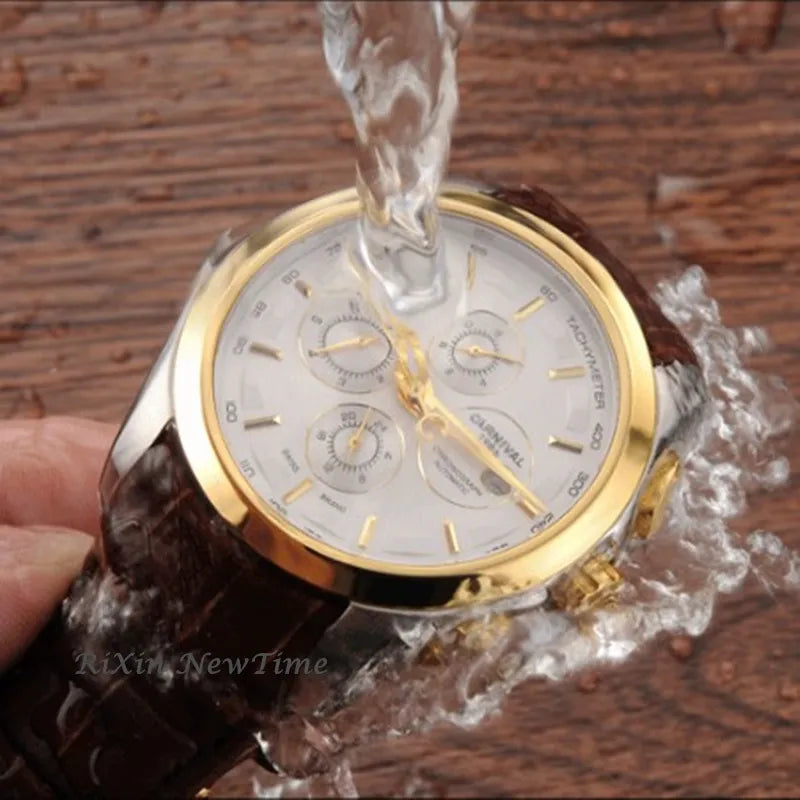 Automatic Mechanical Switzerland Men Wristwatches Fashion Luxury Leather watch