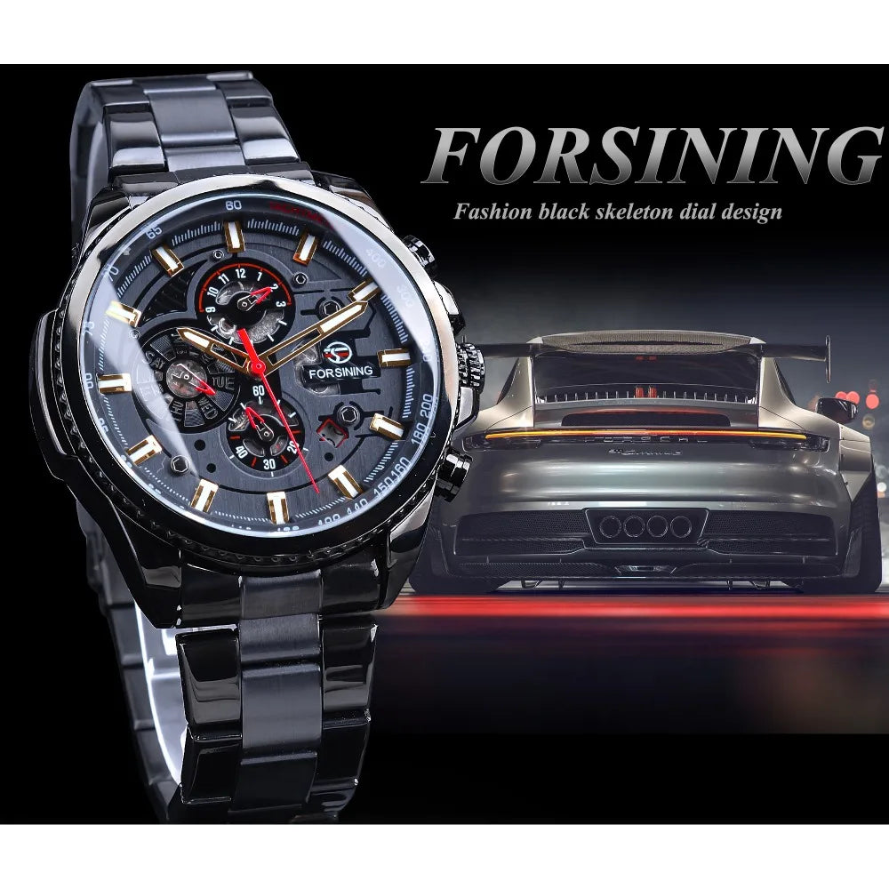 Forsining 2019 3 Dial Calendar Multifunction Military Luminous Luxery Watch