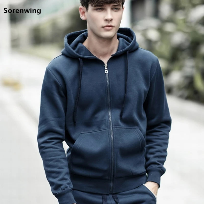 Brand Men's Hoodie With Hood Men Fleece Streetwear Warm Tracksuit