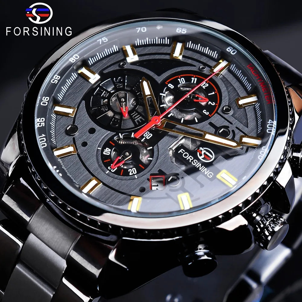 Forsining 2019 3 Dial Calendar Multifunction Military Luminous Luxery Watch