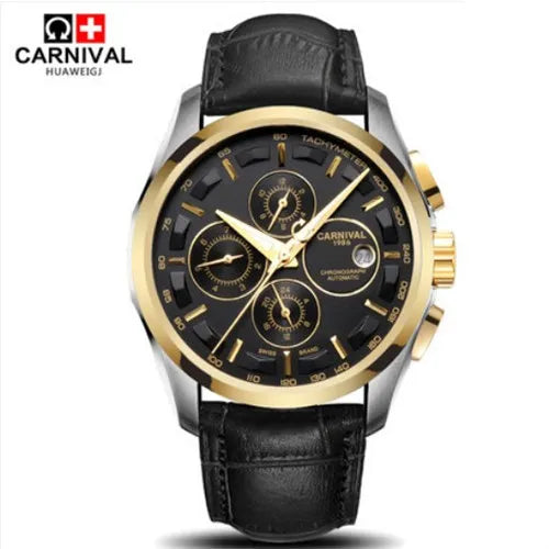 Automatic Mechanical Switzerland Men Wristwatches Fashion Luxury Leather watch