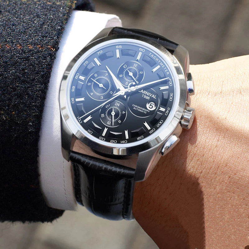 Automatic Mechanical Switzerland Men Wristwatches Fashion Luxury Leather watch