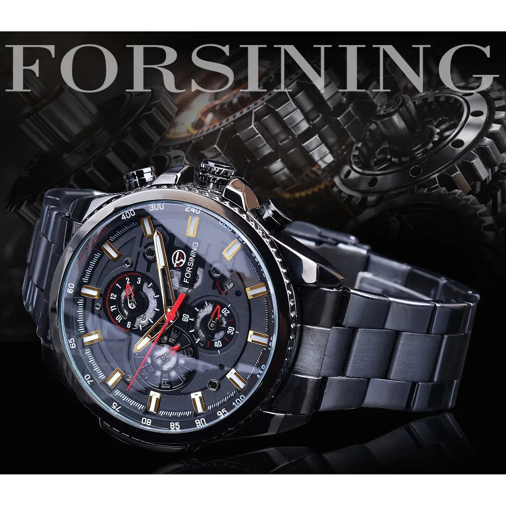 Forsining 2019 3 Dial Calendar Multifunction Military Luminous Luxery Watch