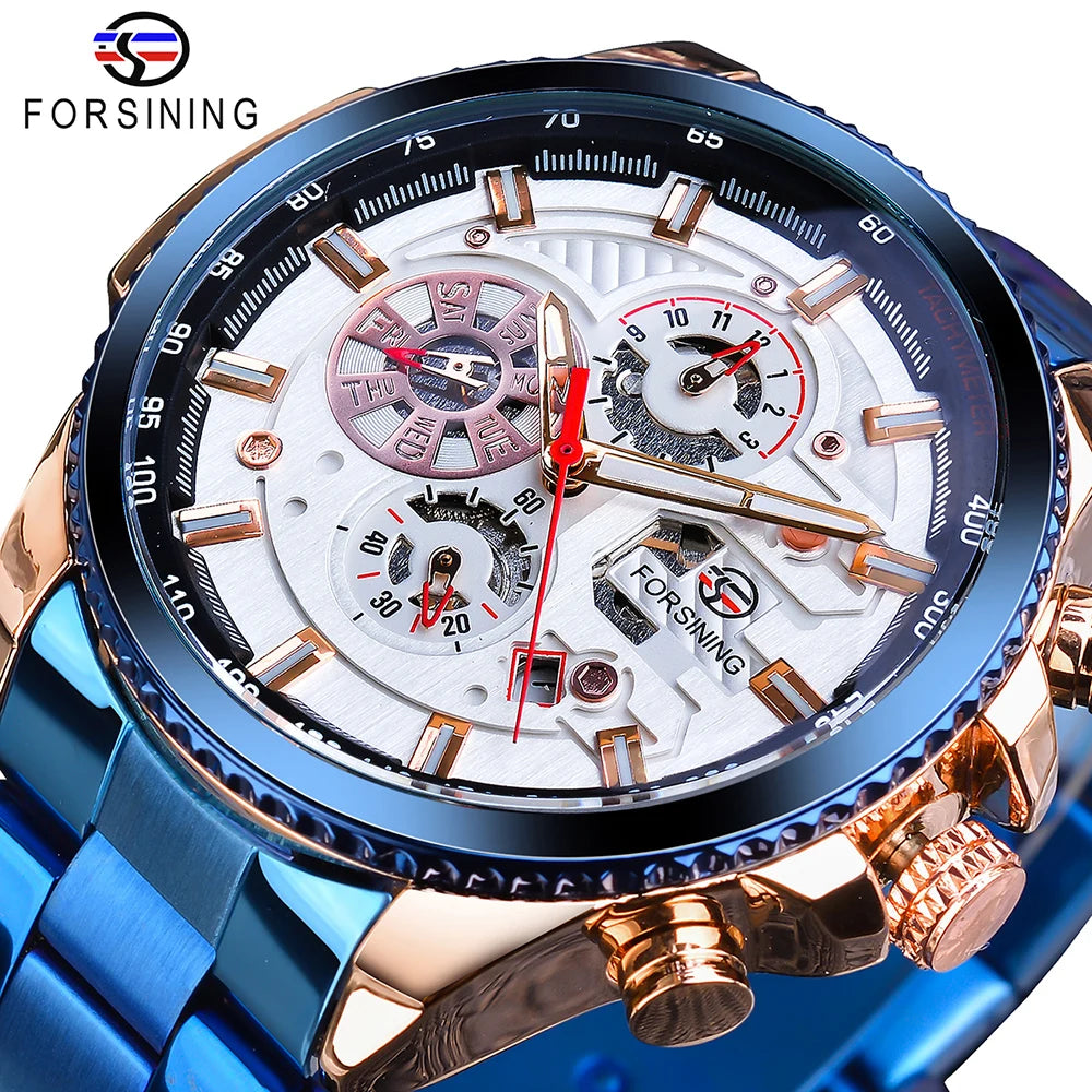 Forsining 2019 3 Dial Calendar Multifunction Military Luminous Luxery Watch