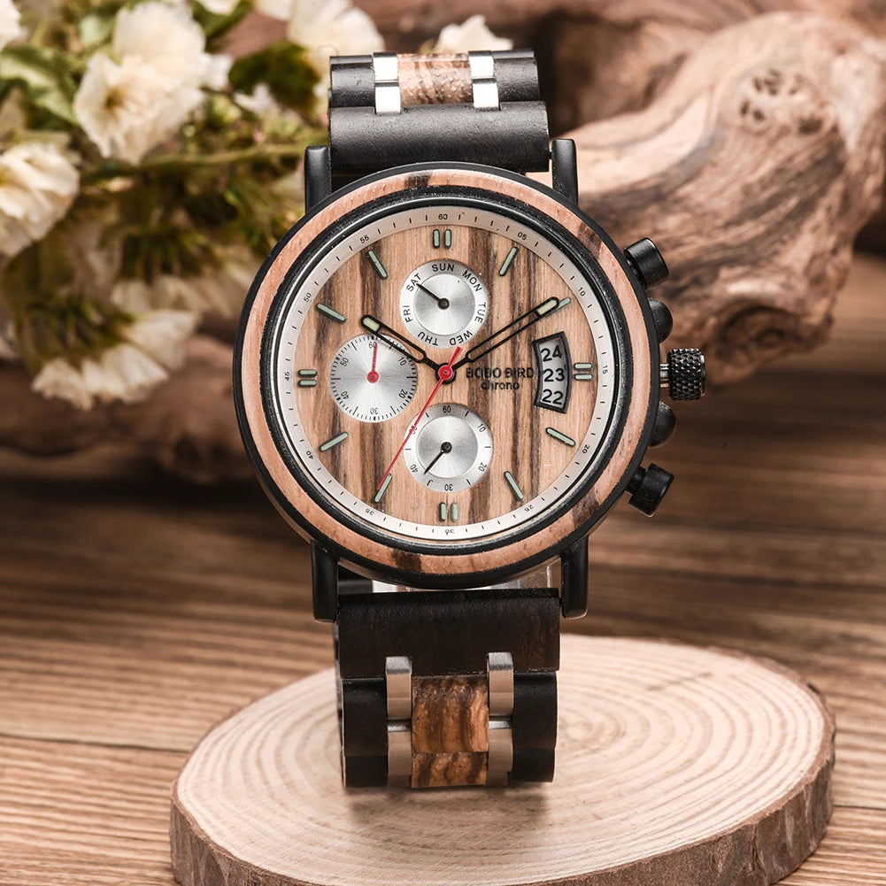 BOBO BIRD Wooden Watch Men Top Brand Luxury Stylish Watches