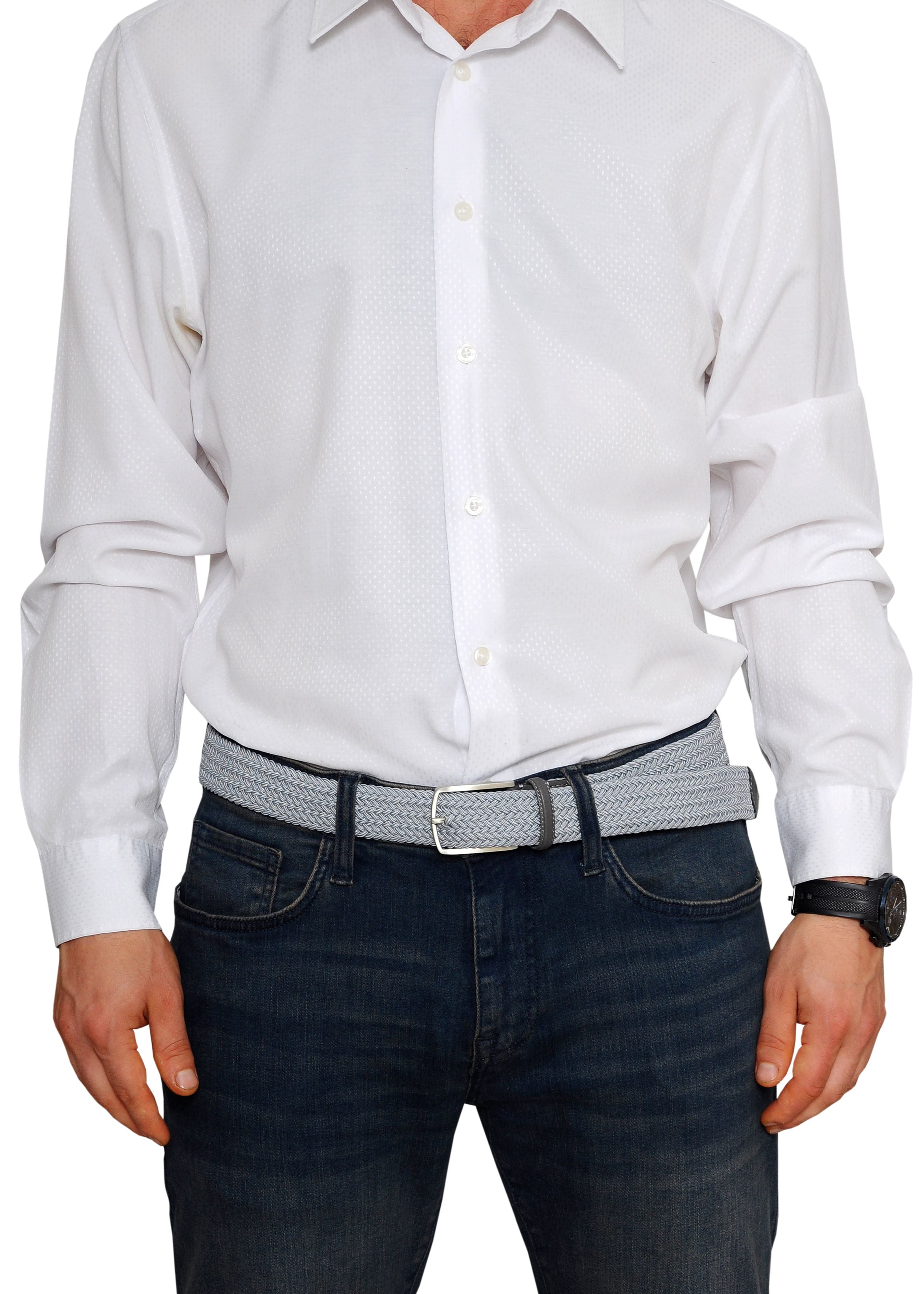 Liffey Grey Plaited Men Stretch Belt