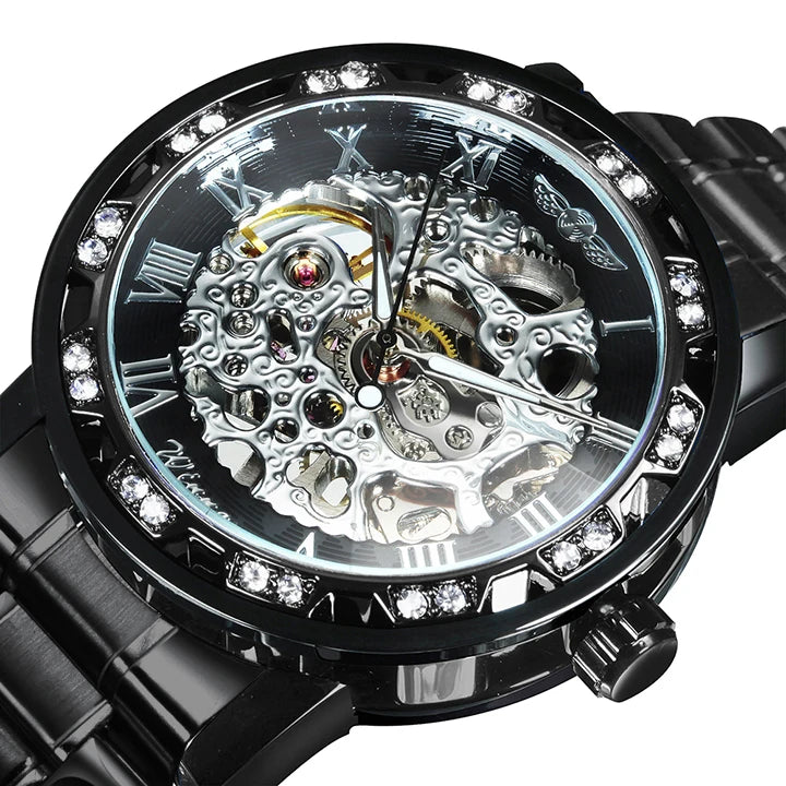WINNER Transparent Skeleton Watch for Men Fashion Diamond Top Brand Luxury