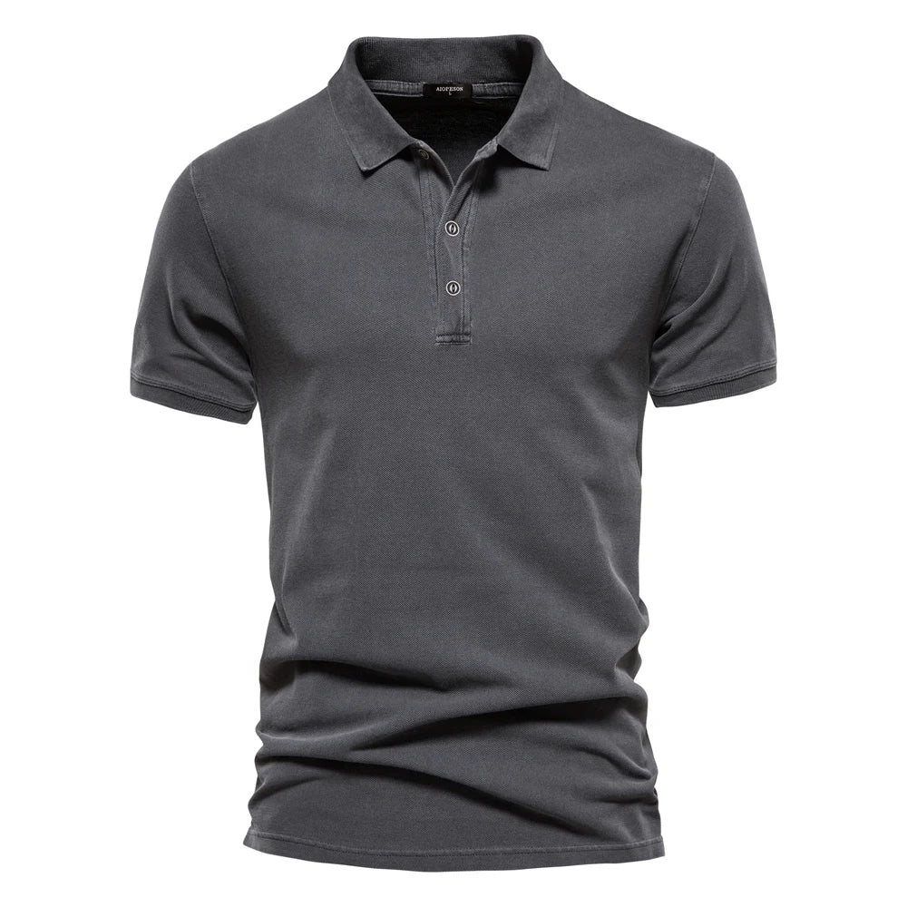 AIOPEON 100% Cotton Solid Color Polos for Men