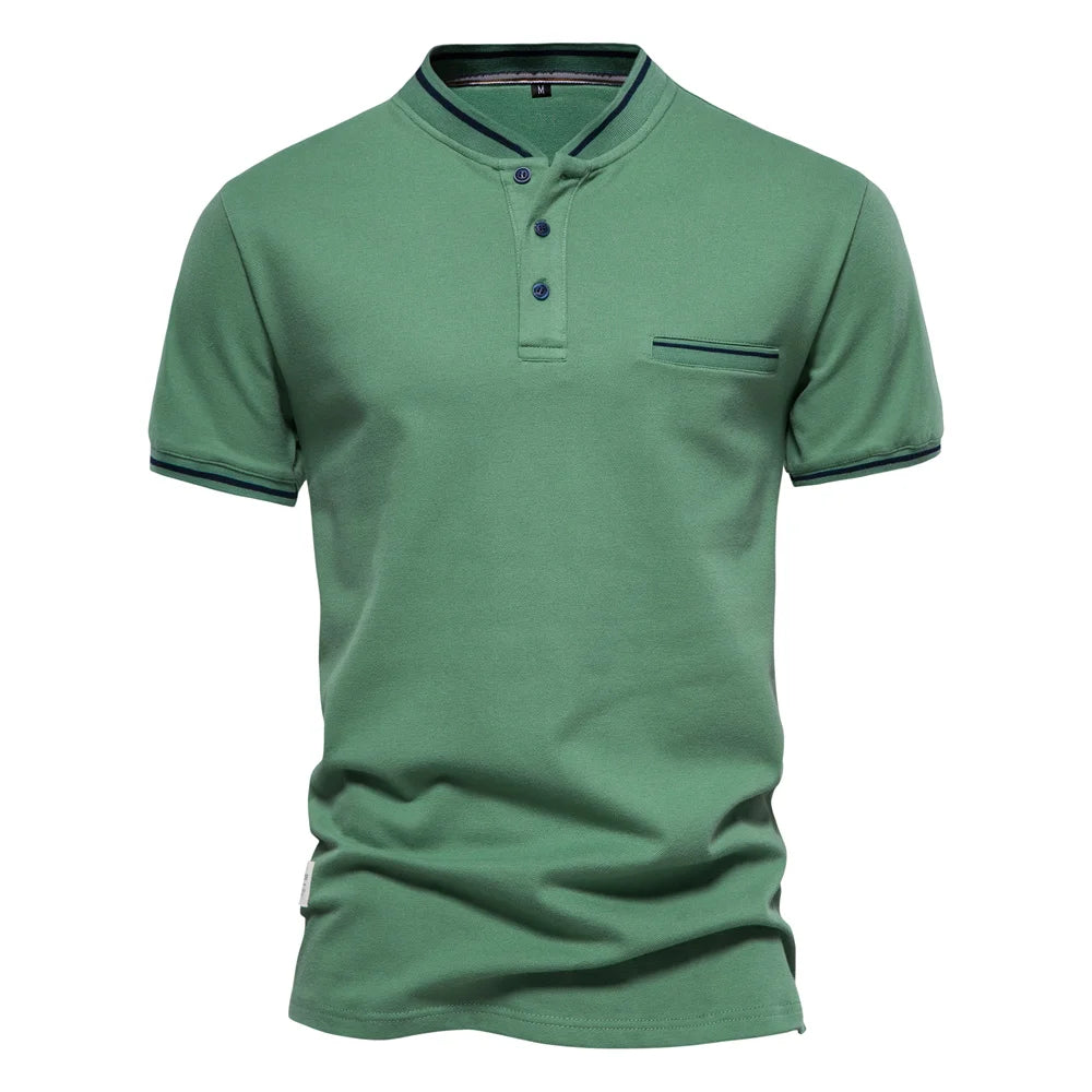 AIOPESON Men's Polo Shirts Sleeve Striped Contrast Men Brand High Qualit
