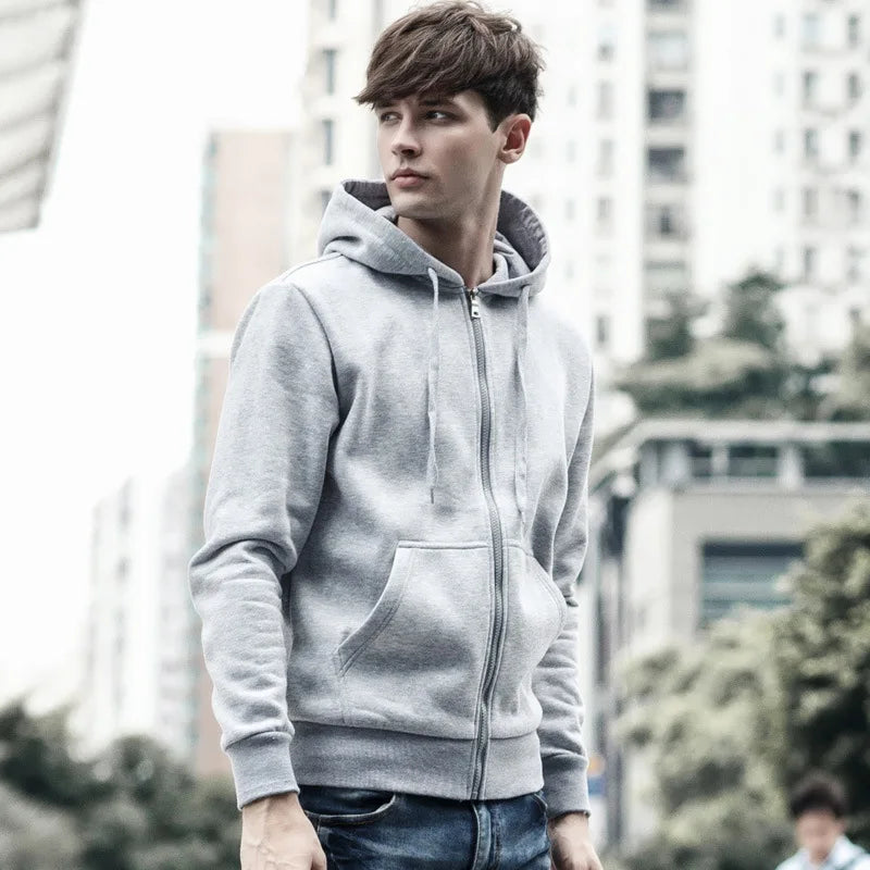 Brand Men's Hoodie With Hood Men Fleece Streetwear Warm Tracksuit