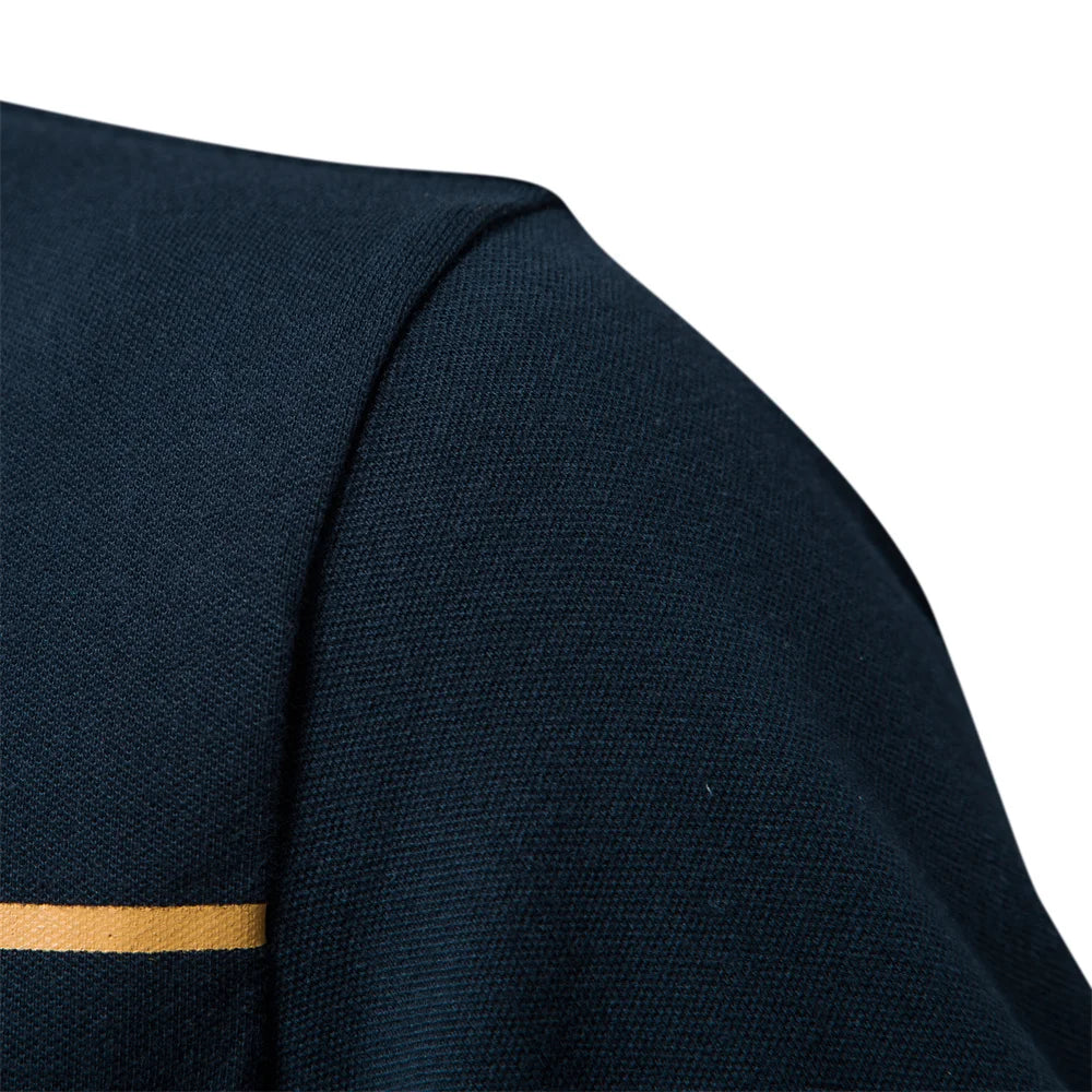 Men's Polo Shirts Sleeve Striped Contrast Men Brand High Qualit