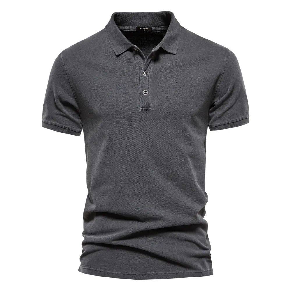 AIOPEON 100% Cotton Solid Color Polos for Men