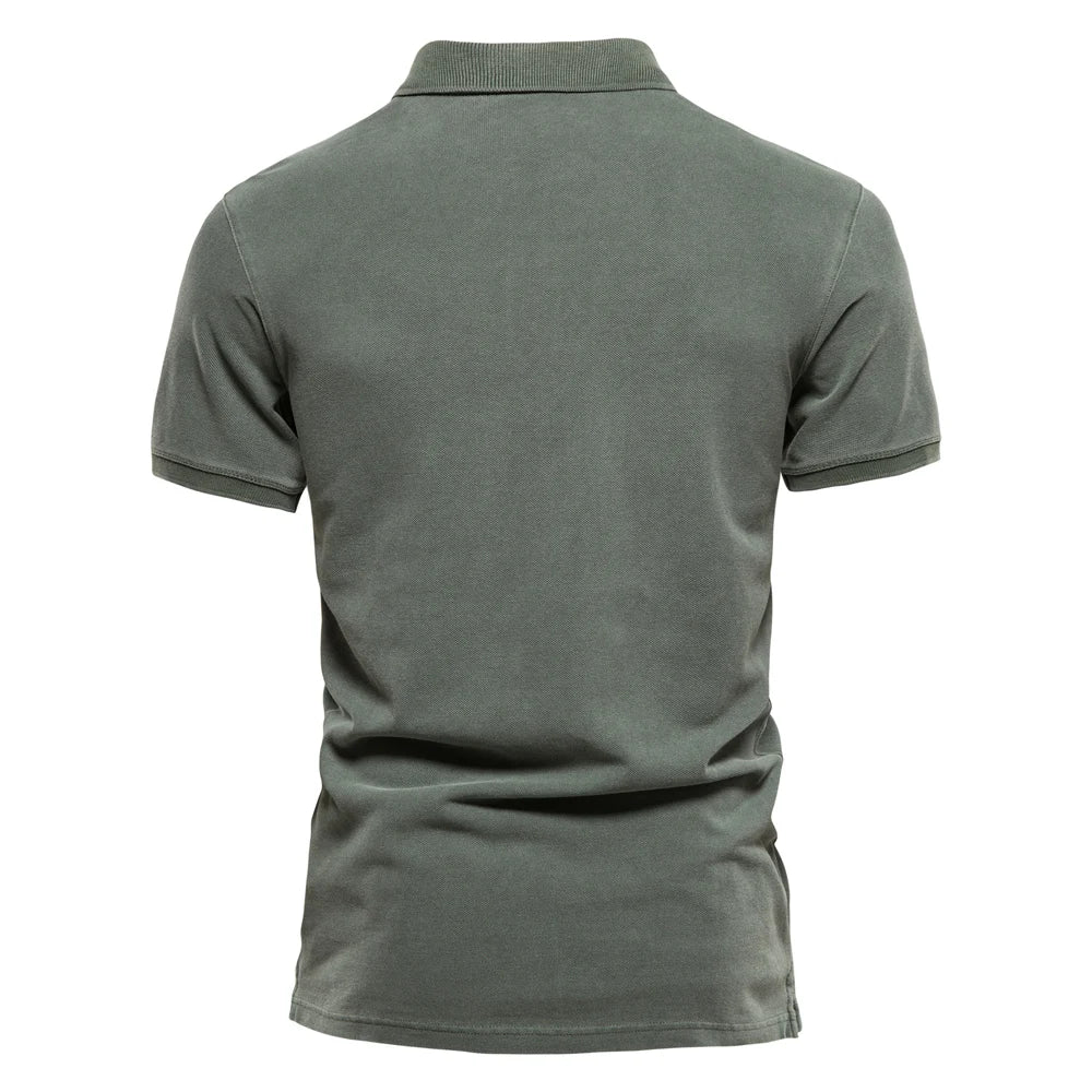 AIOPEON 100% Cotton Solid Color Polos for Men