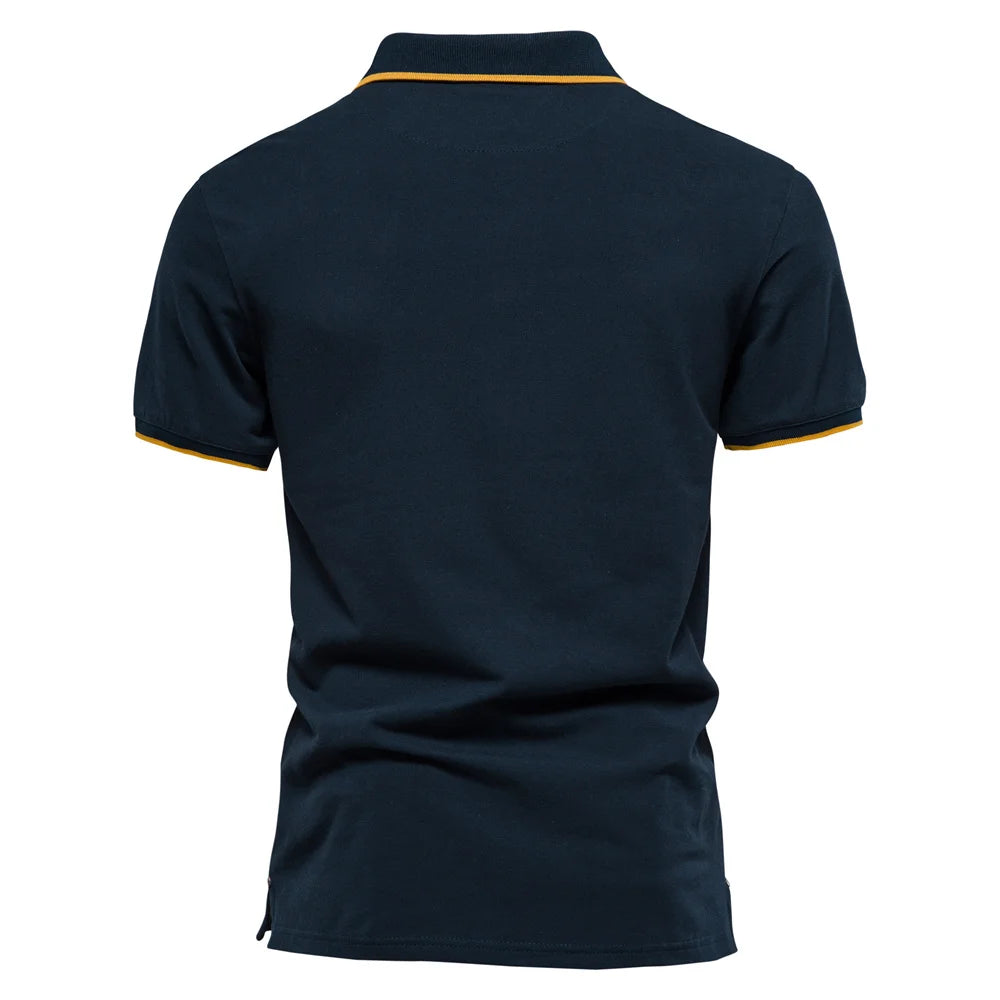 Men's Polo Shirts Sleeve Striped Contrast Men Brand High Qualit